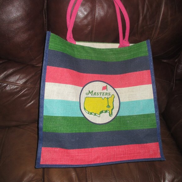 Masters Burlap  tote stripe - Picture 2 of 5